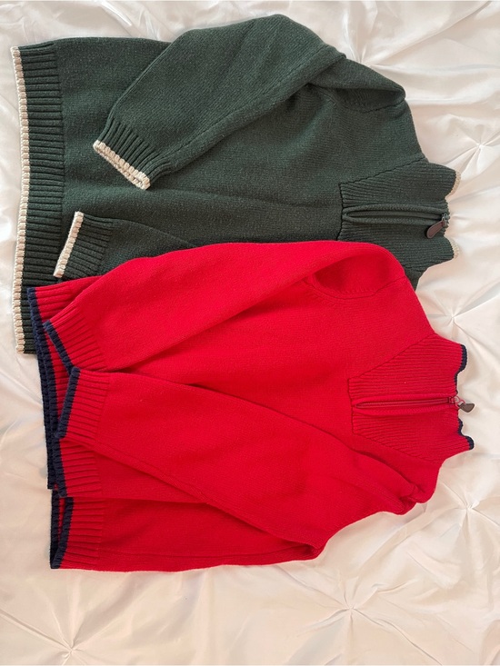 Janie and Jack Other - Janie and Jack Green and Red Half-Zip Sweaters